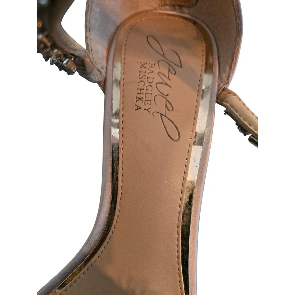 Badgley Mischka Satin Rhinestone Heels‎ 6.5 Blush Pink Formal Wedding Prom